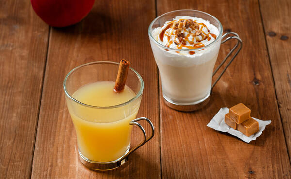 ホットりんご/北海道産牛乳のキャラメルミルク