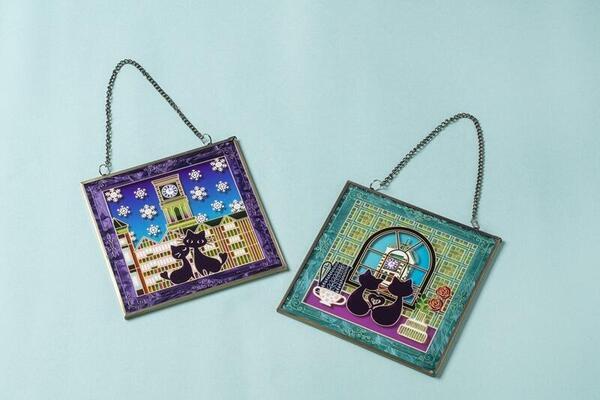 プルミとラムル　ステンドフレーム（ウィンター/ティータイム）