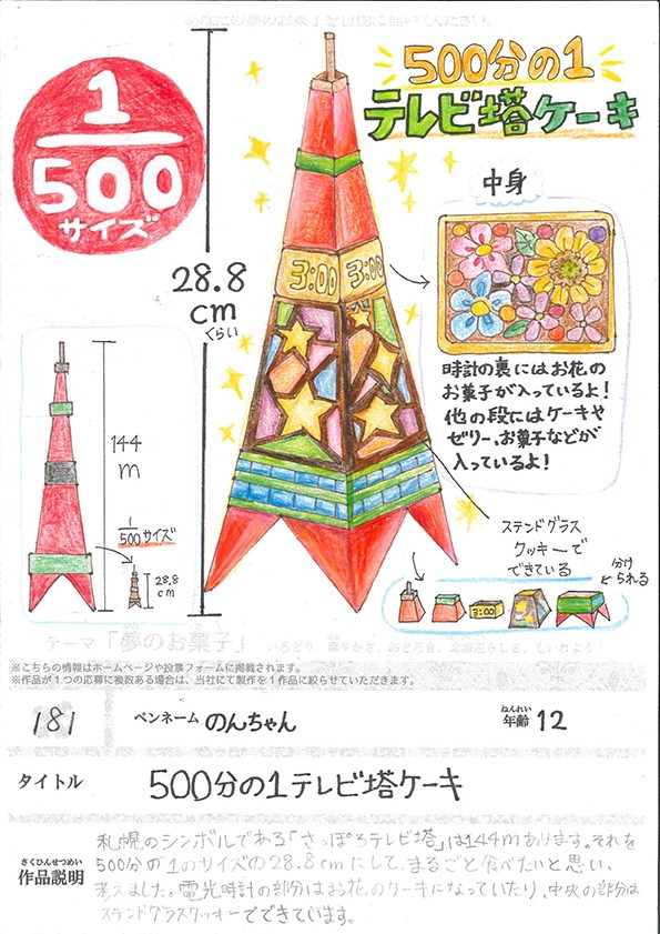 500分の1テレビ塔ケーキ
